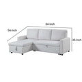 84 Inch White Fabric Sectional Sofa with Storage Chaise S905084