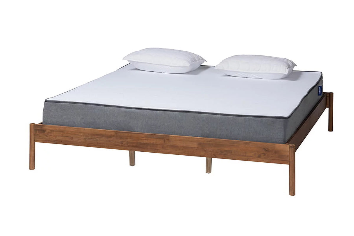 Ash Walnut Finished Wood Queen Size Bed Frame P25273