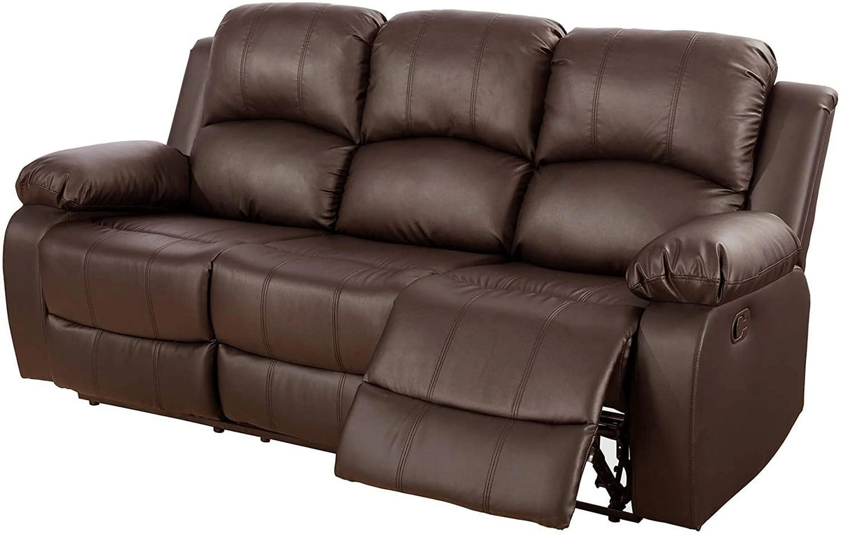 Brown Bonded Leather 3 Piece Sofa Loveseat and Recliner Set J904438