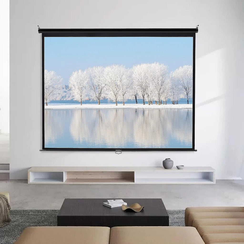 92 Inch Manual Pull Down Projector Screen, Black O30977