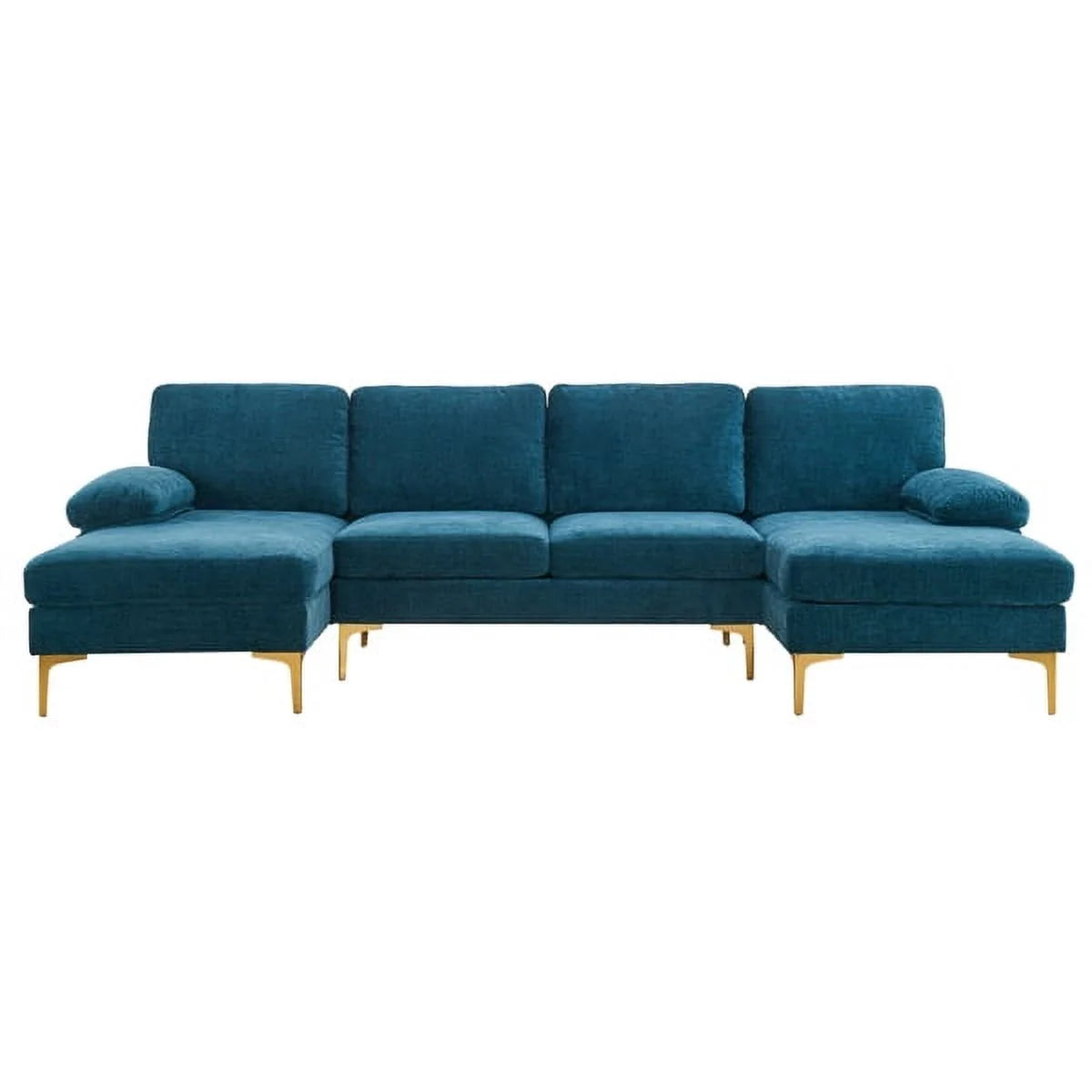 Convertible Sectional Sofa Couch U-Shaped Sleeper Sofa 4-Seat Dark Blue A839129