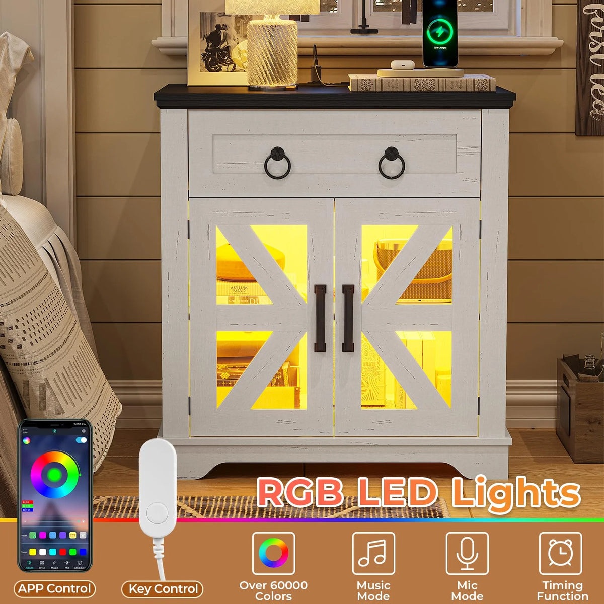 White End Table with Charging Station T352081