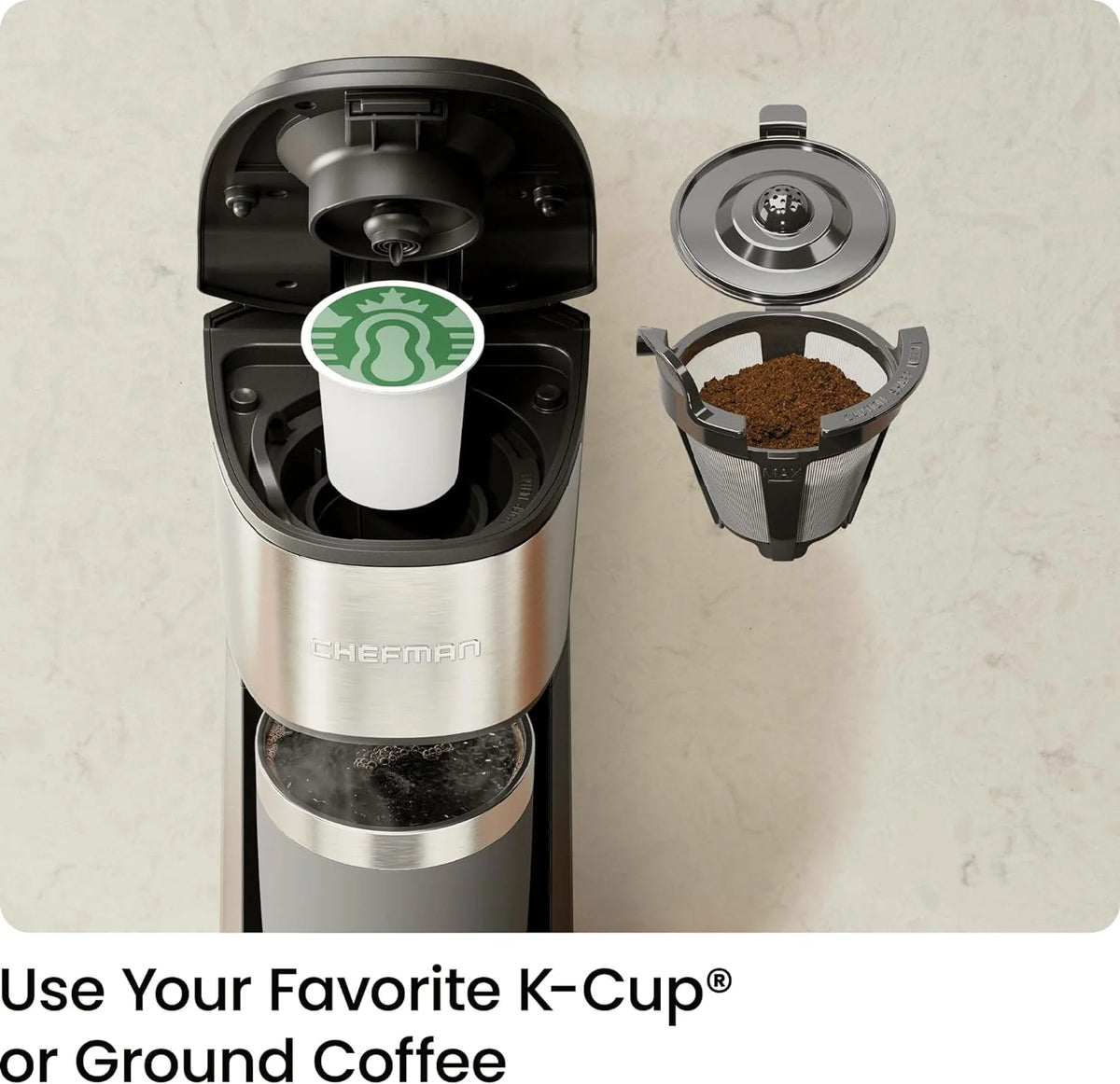 Single Serve Coffee Maker with Reusable Filter, Black K823920