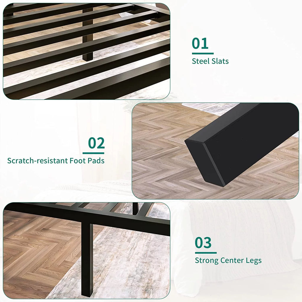 Twin Size Black Metal Bed Frame with Headboard G787
