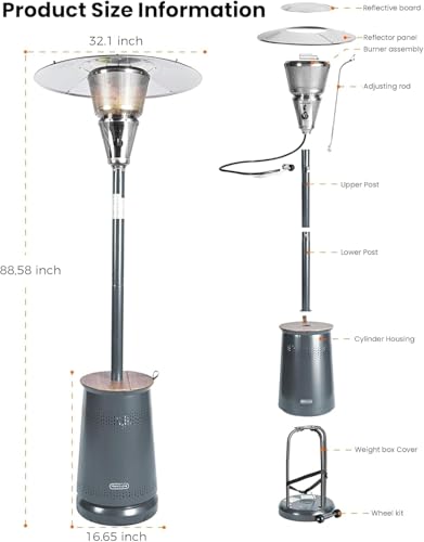 50,000 BTU Propane Patio Heater with Wheels U358