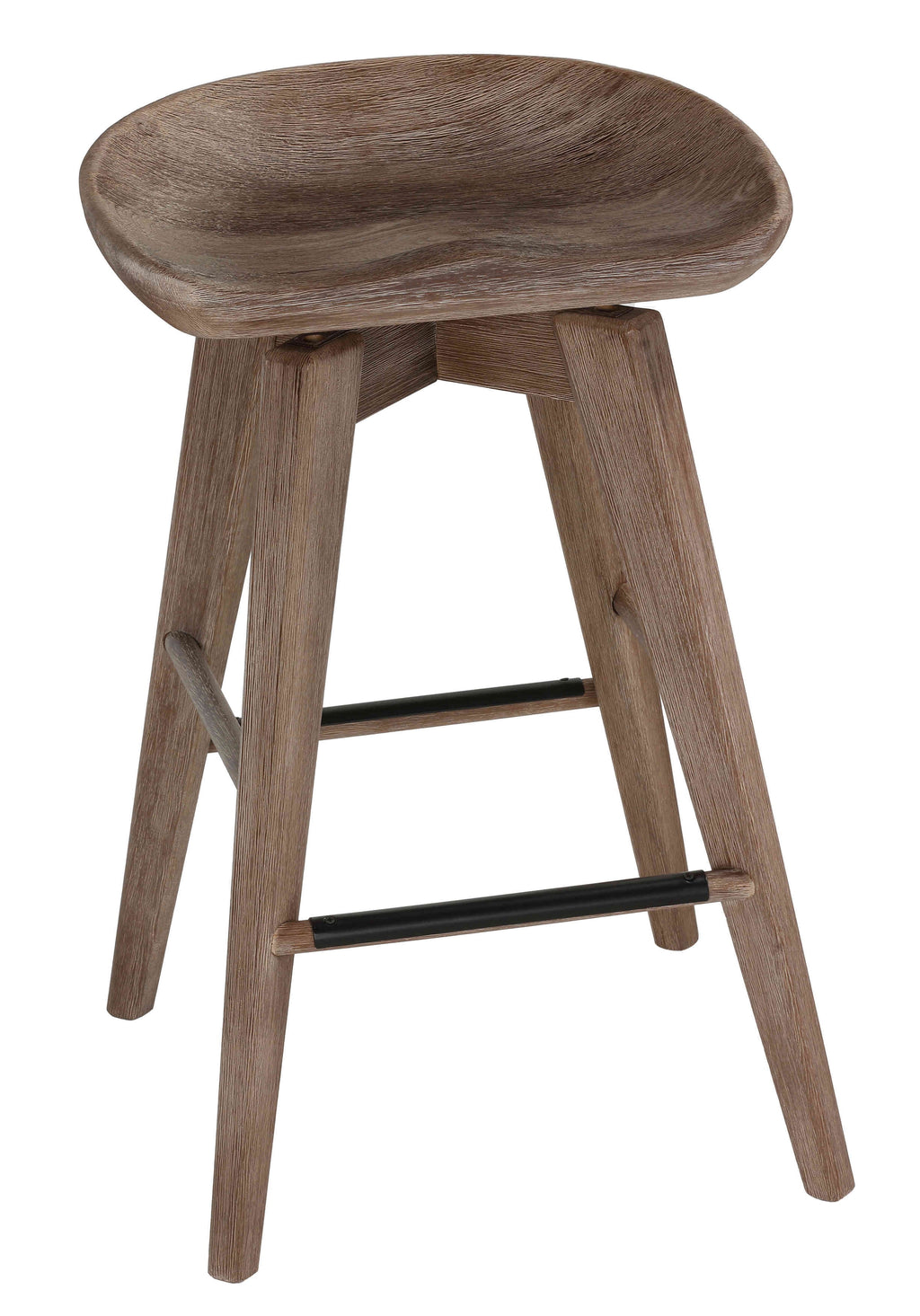 24" Gray Whitewash Solid Wood Swivel Counterstool X321672
