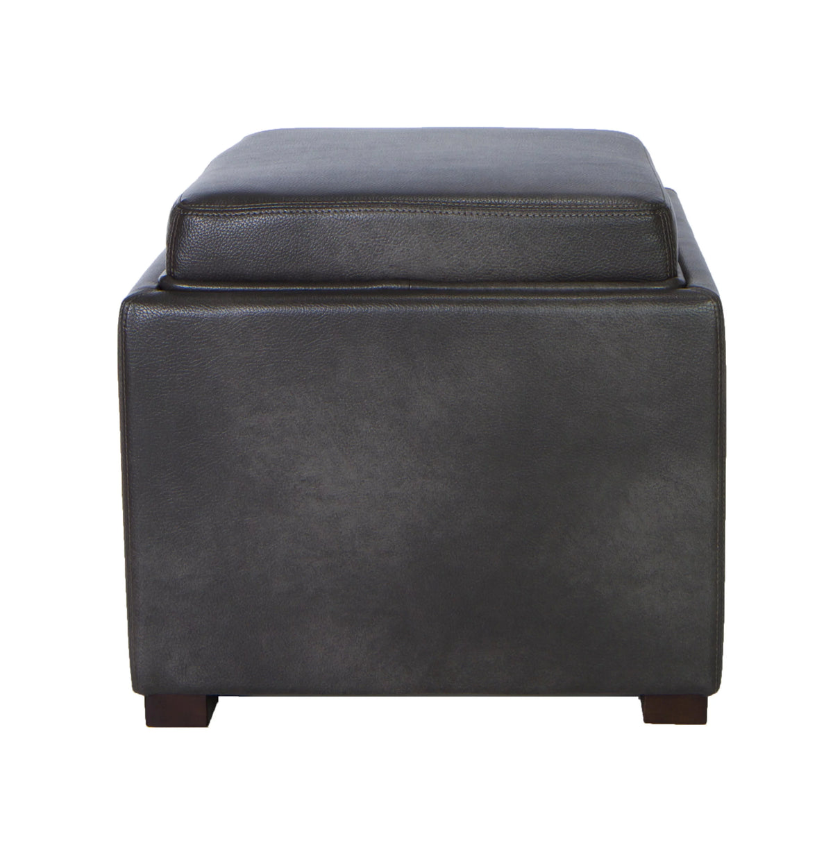 Grey Bonded Leather Storage Cube Ottoman P570837