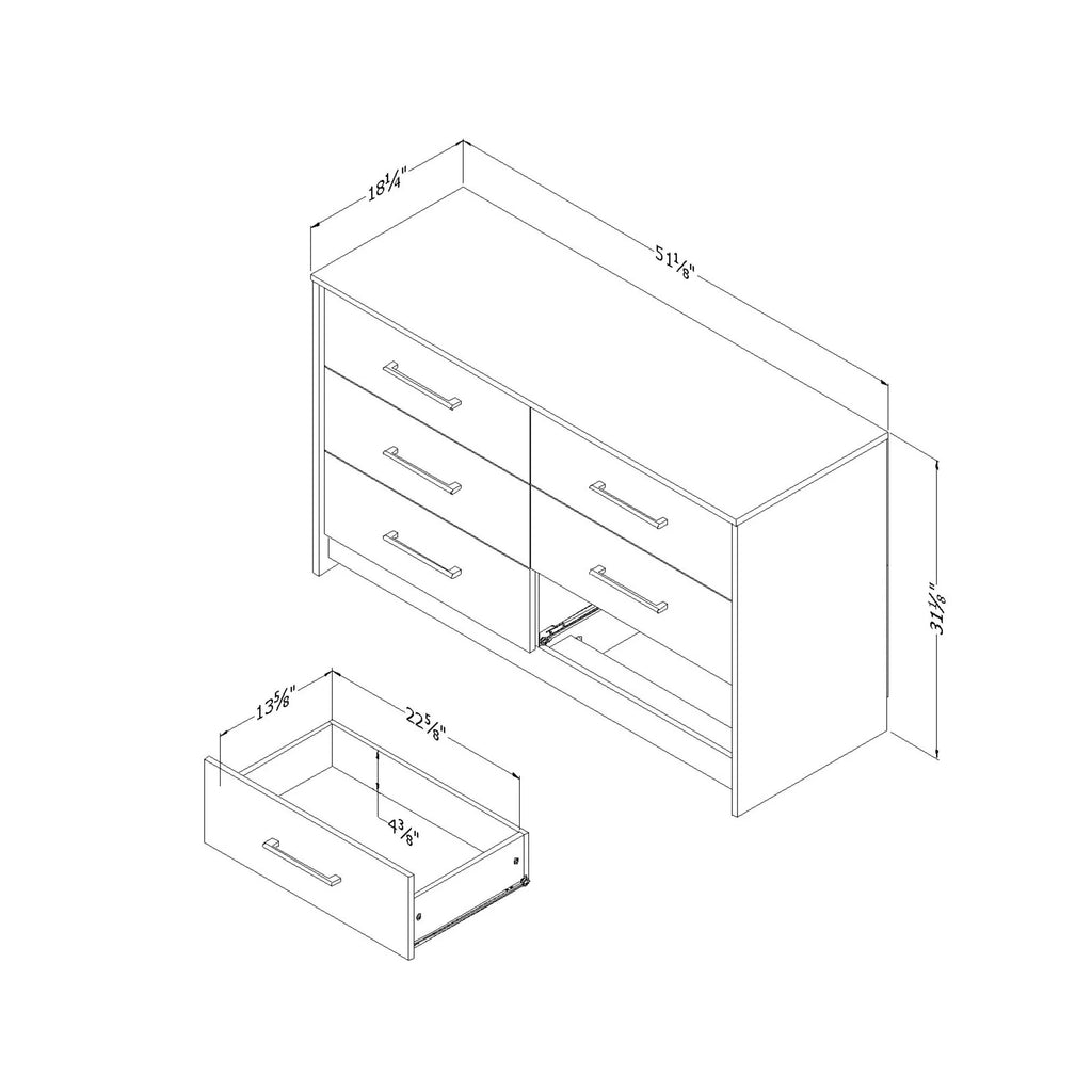 6 Drawer Double Dresser U5498
