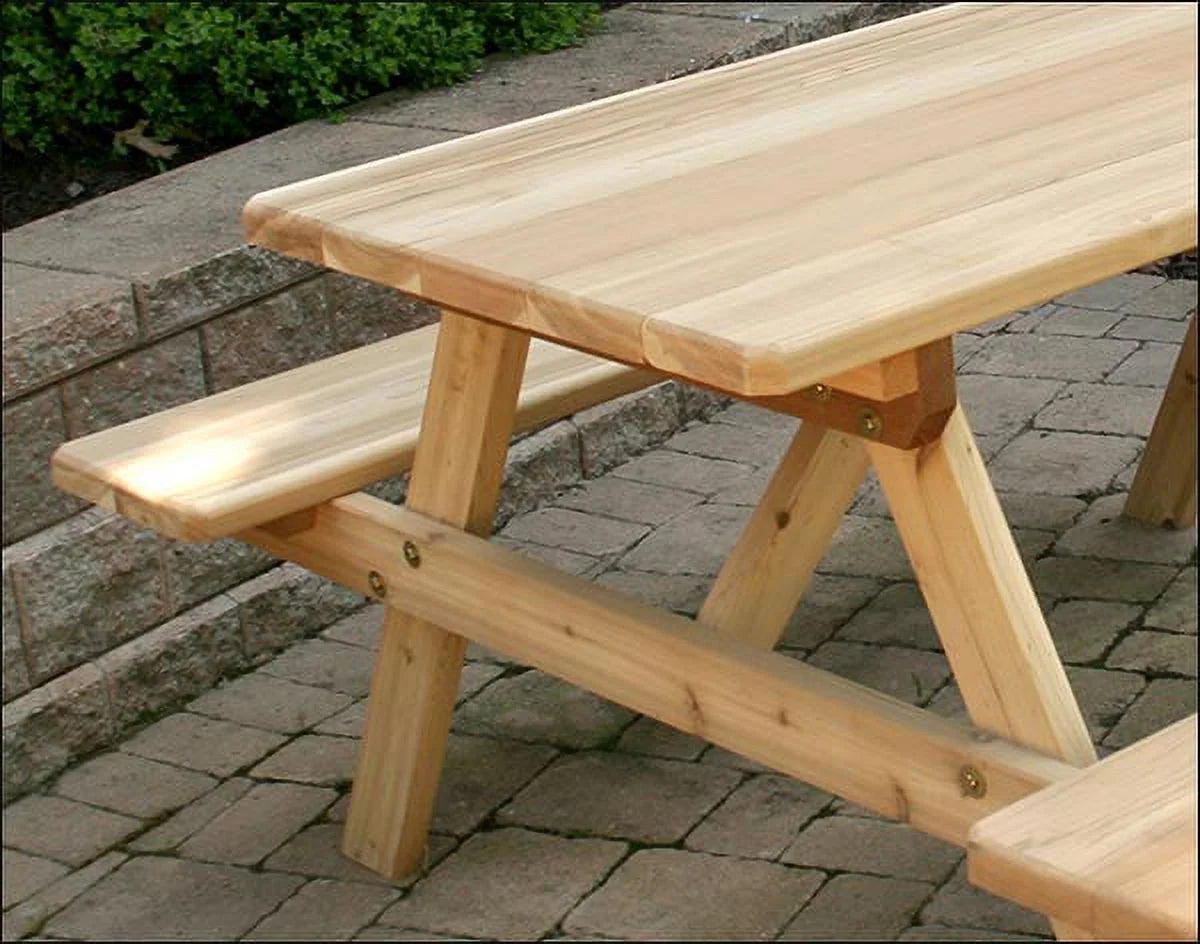 Red Cedar Picnic Table with Attached Benches R931595