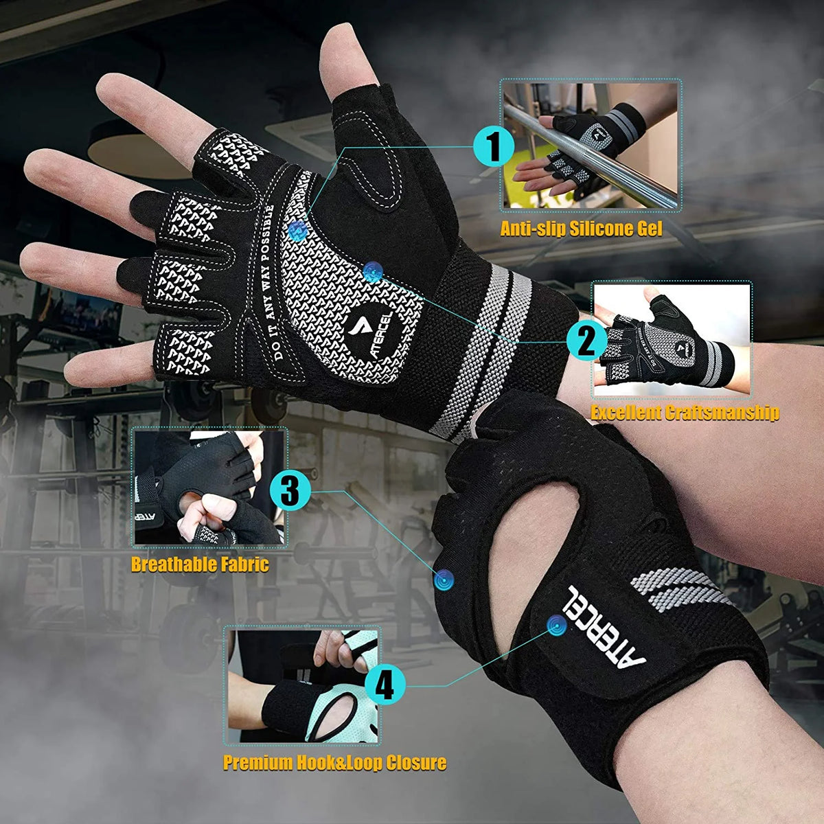 Breathable Workout Gloves with Wrist Support W852930