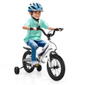 White Kid's Bike with Training Wheels and Basket C9228