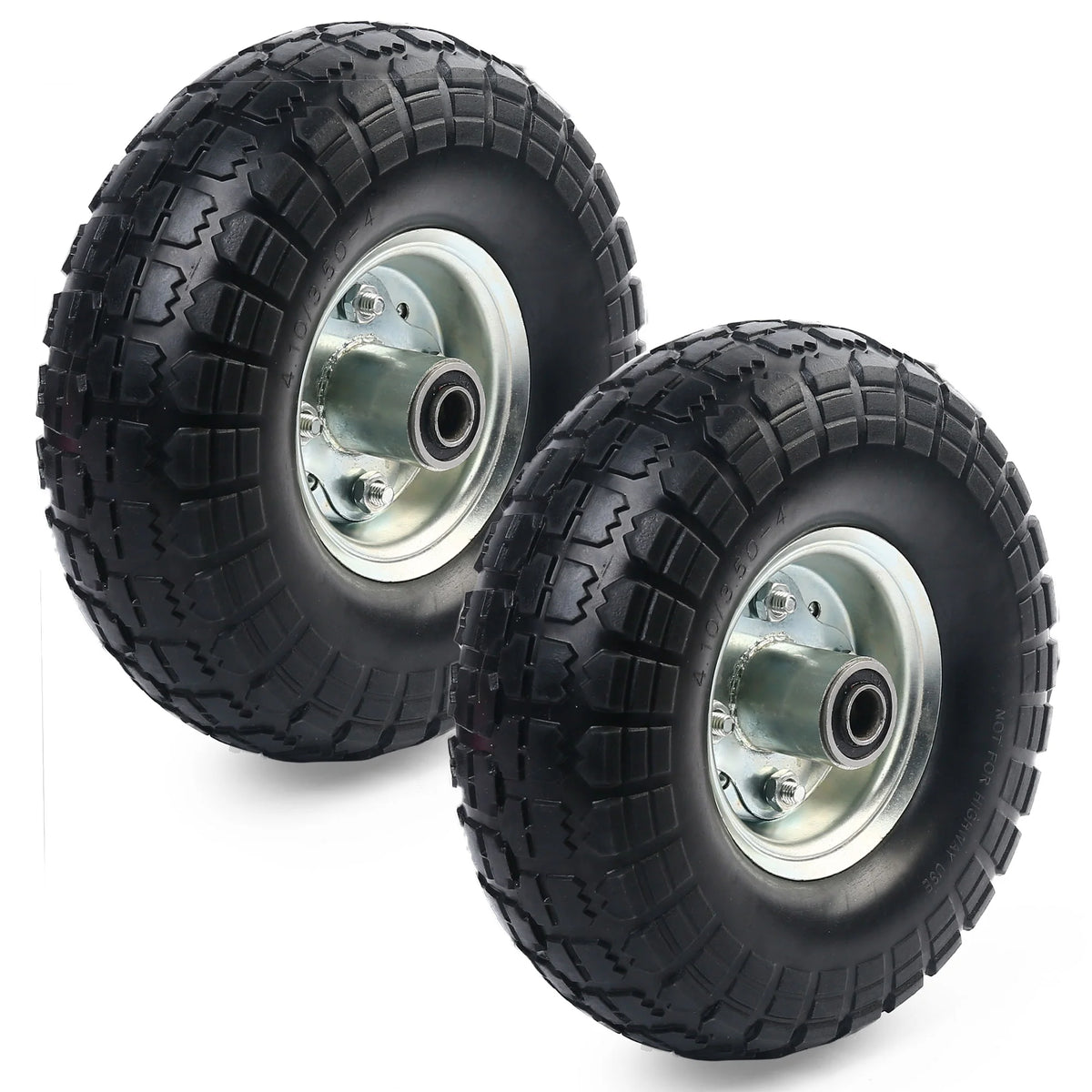 4.10/3.50-4in Flat Free Tire and Wheel, 2 Pack V94411