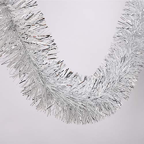 25 ft Silver & White Tinsel Twist Garland V390