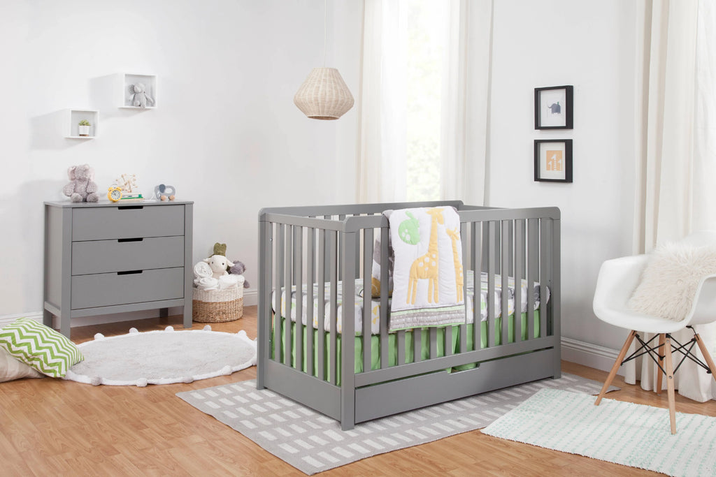 Gray 4-in-1 Convertible Crib with Trundle Drawer U385