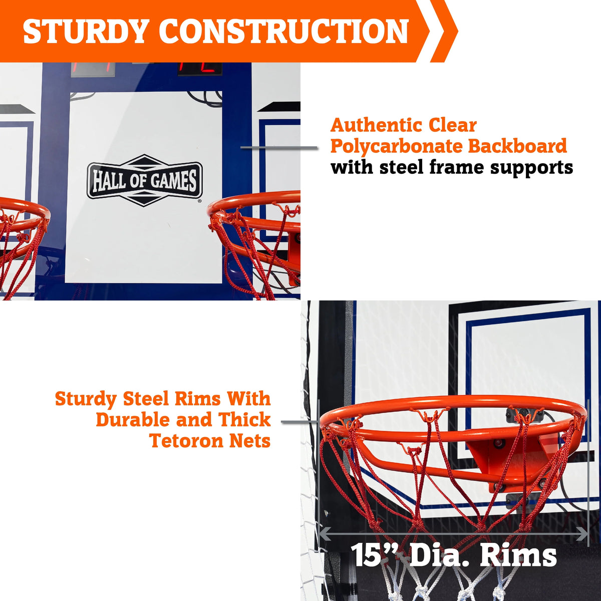 Indoor Steel Frame Arcade Basketball Game with LED Scorer H637900