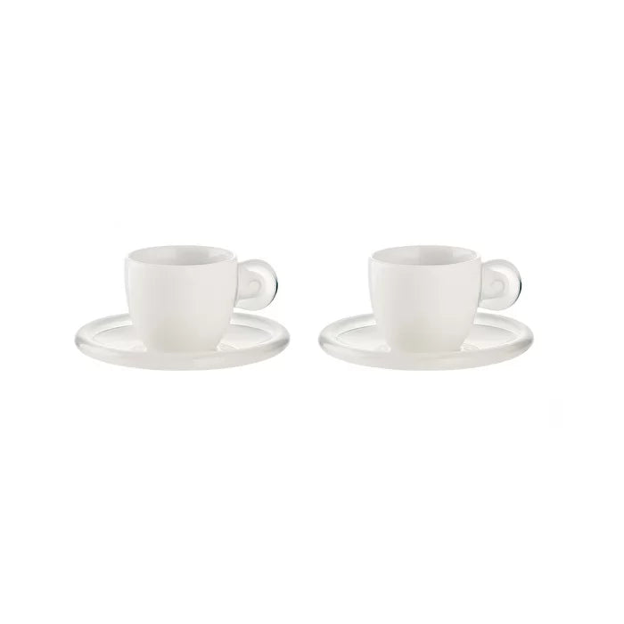 2 Espresso Cups with Saucers Sky Grey L9541