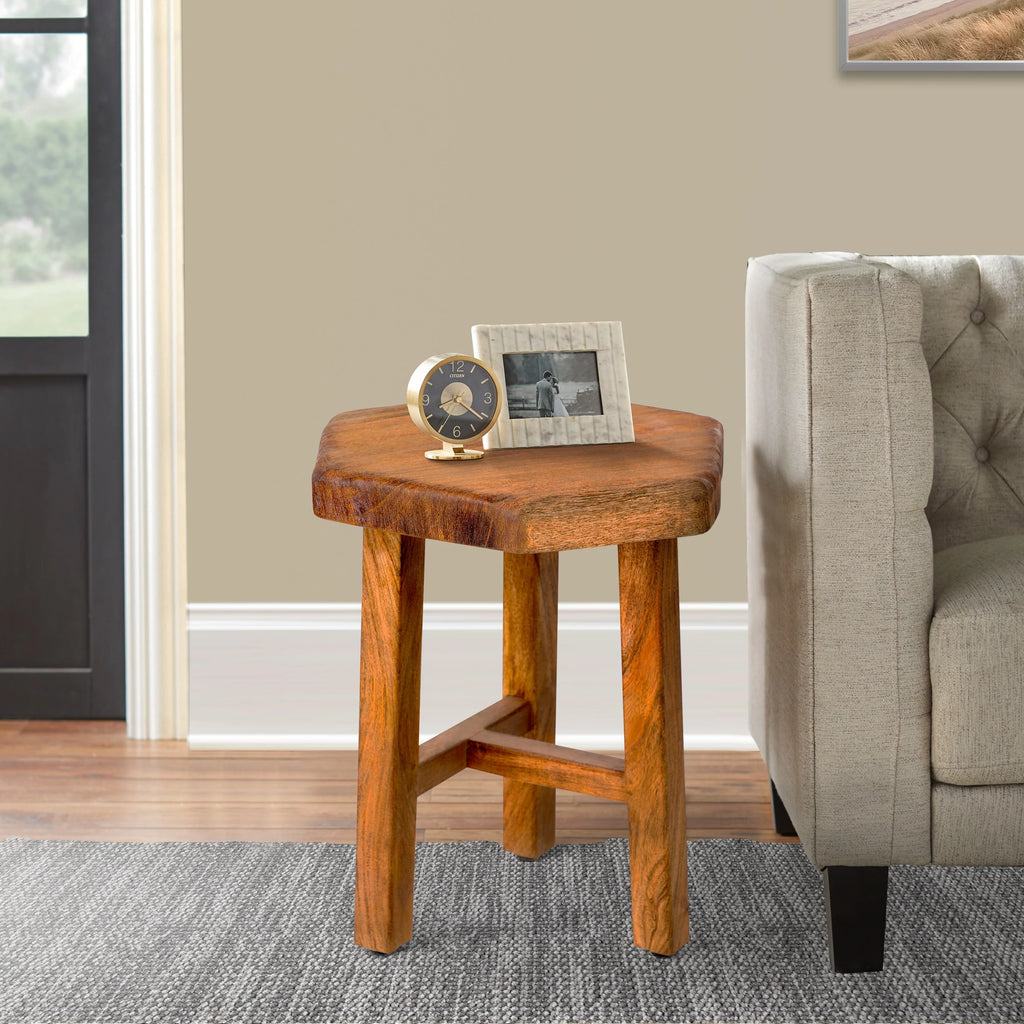 18 Inch Acacia Wood Side Table with Live Edge Top S437218