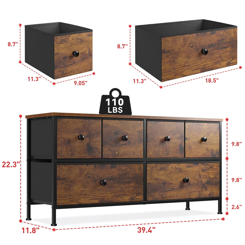 8 Drawer Fabric Dresser TV Stand with Outlet E956137