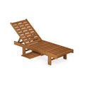 Natural Hardwood Outdoor Sun Lounger with Tray J83718