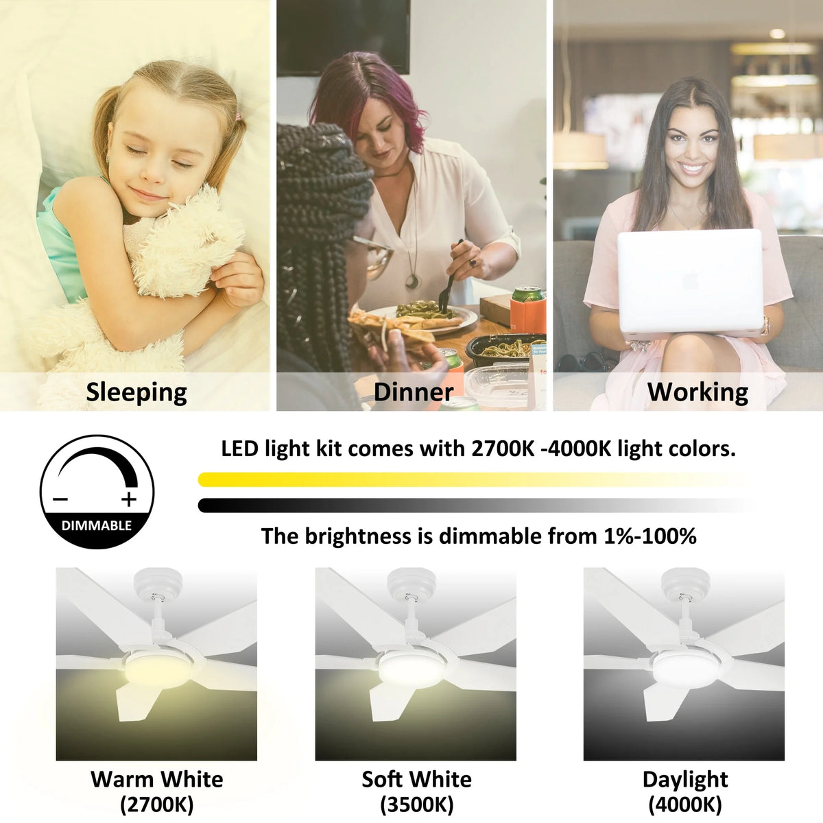 52-inch Indoor/Outdoor Smart Ceiling Fan with LED Light Kit & Remote B7387