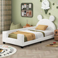 White Upholstered Bed with Bear Shaped Headboard B401050