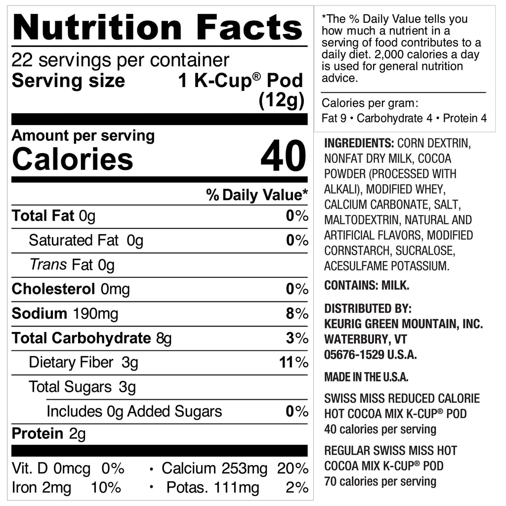 Reduced Calorie Hot Cocoa K-Cup Pods 22 Ct H86255