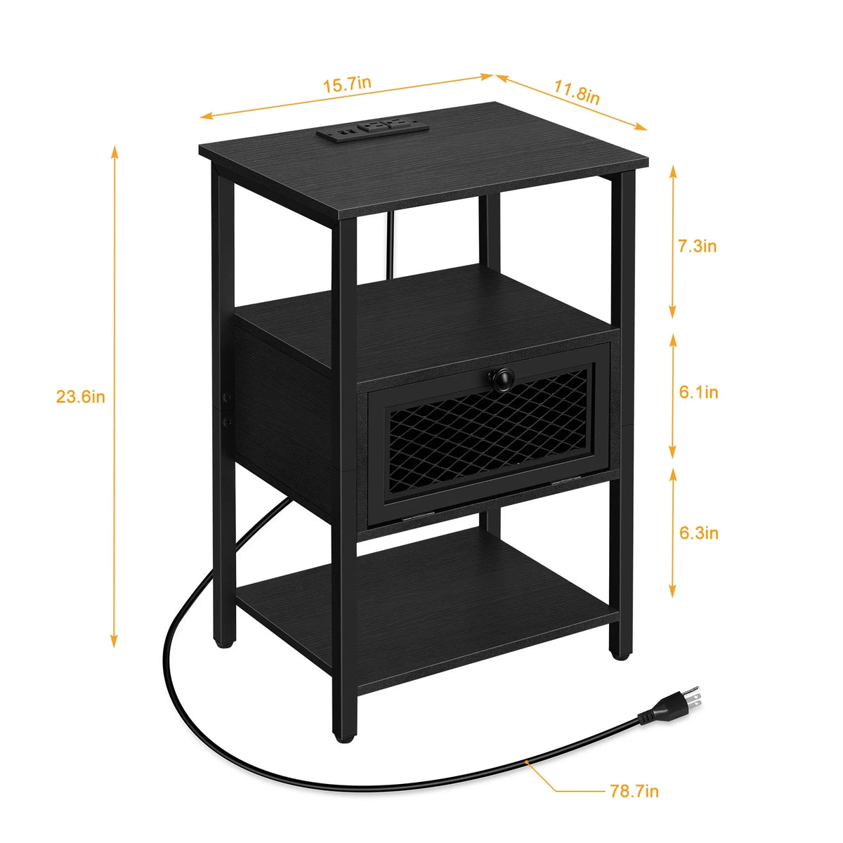 Brown Nightstand with Charging Drawer L578