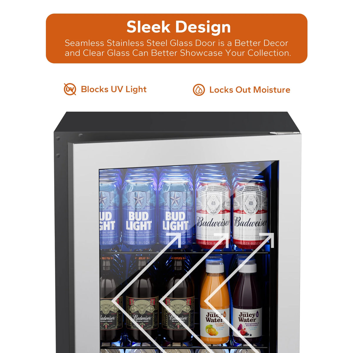 Freestanding Beverage Refrigerator Cooler, 242 Can Mini Fridge with Glass Door, 2 Pack B496