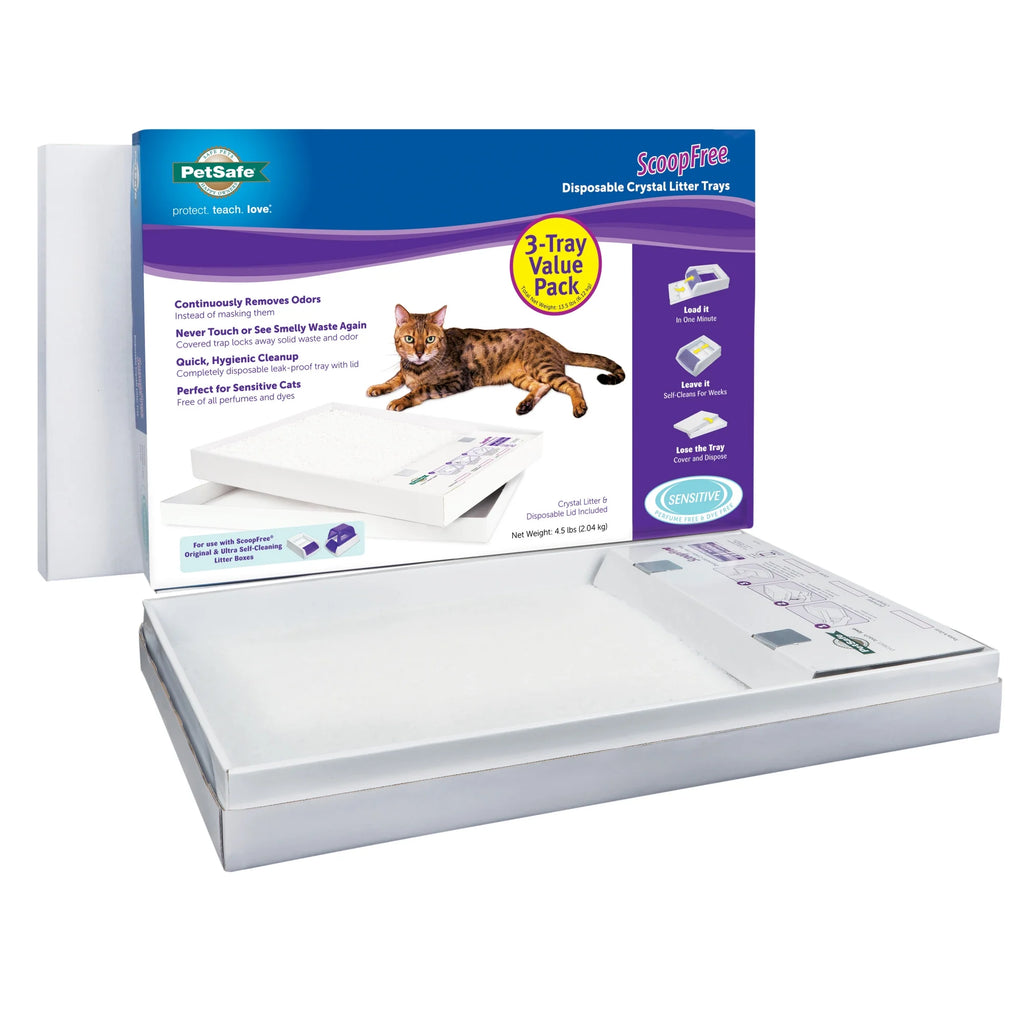 Fragrance-Free Silica Crystals Cat Litter Trays 3-Pack U568