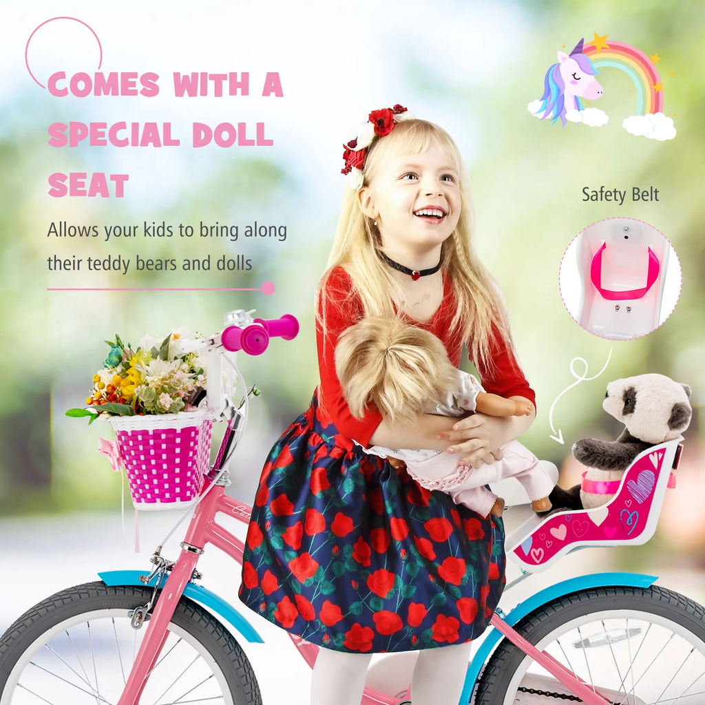 18 Inches Kids Bicycle with Training Wheels and Basket I4011