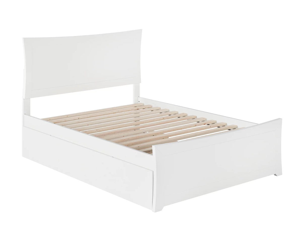 White Full Platform Bed with Trundle B597