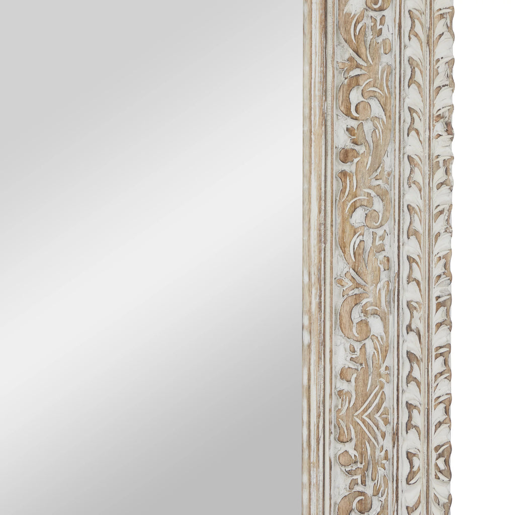 White Carved Floral Wall Mirror C25152