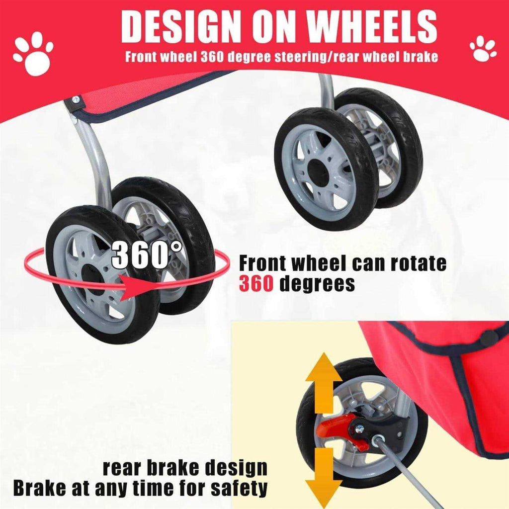 Foldable 4 Wheel Pet Stroller with Storage Basket P45051