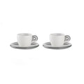 2 Espresso Cups with Saucers Sky Grey L9541