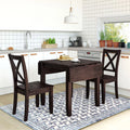 3-Piece Wood Drop Leaf Dining Table Set with 2 Chairs U846164