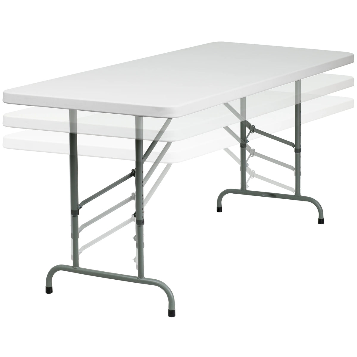 6-Foot Height Adjustable Granite White Plastic Folding Table C44662