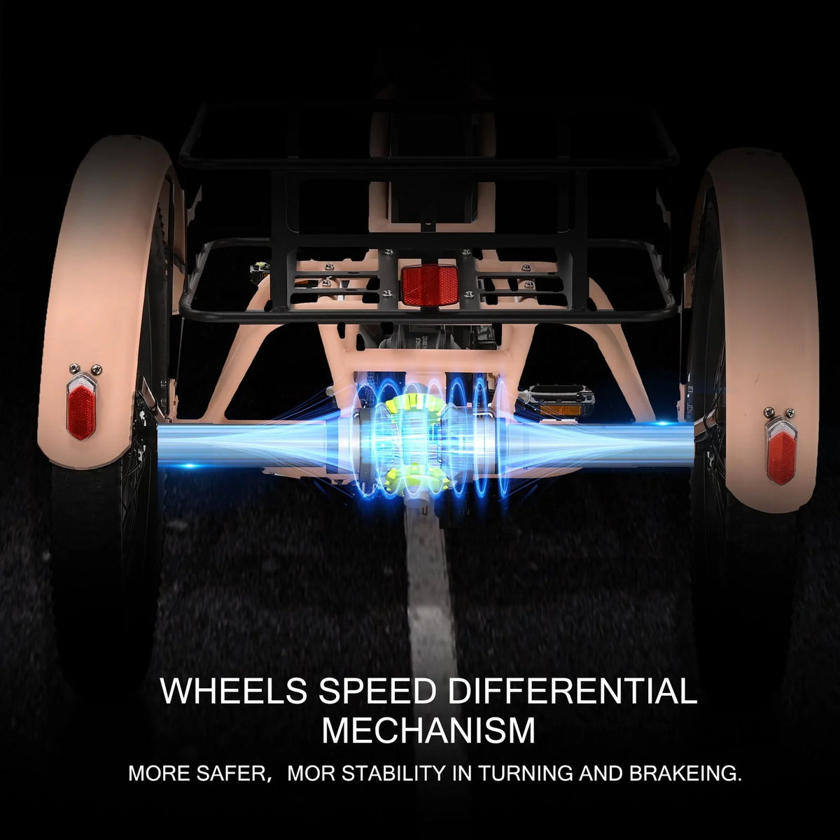 24 26 3 Wheel 350W 36V 7 Speeds Electric Tricycle with Large Basket K945