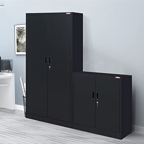 Metal Storage Cabinet with Locking Doors and 2 Drawers, White B159