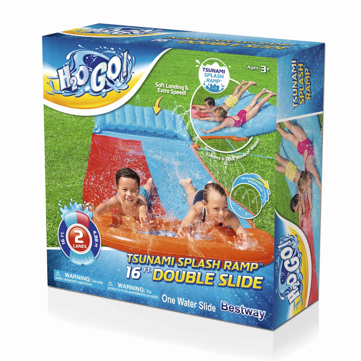 Double Lane Water Slide with Splash Ramp E3558