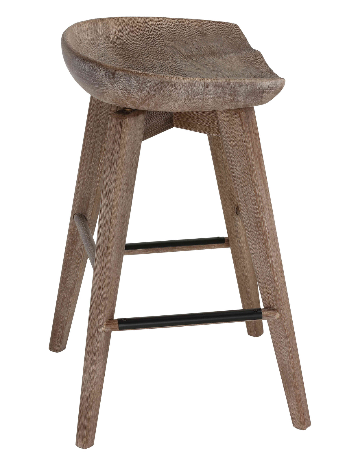 24" Gray Whitewash Solid Wood Swivel Counterstool X321672