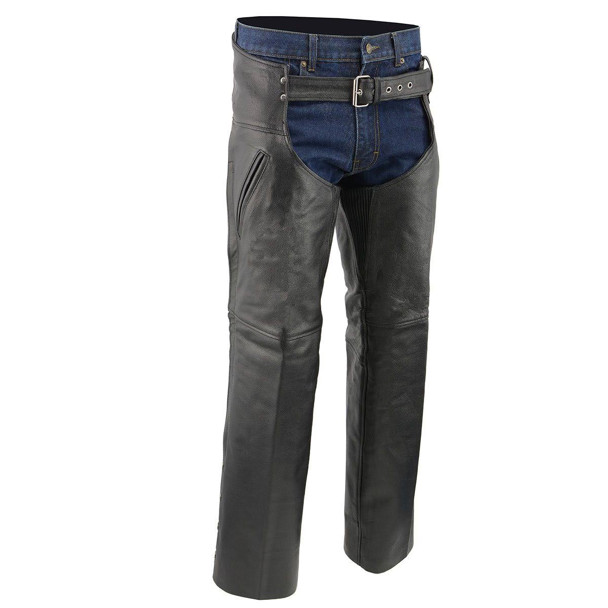 Black Leather Motorcycle Chaps F99330