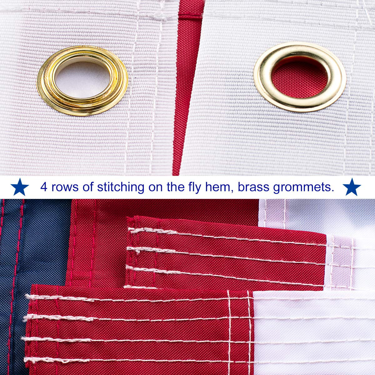 10x15 FT Nylon American Flag with Embroidered Stars R702268