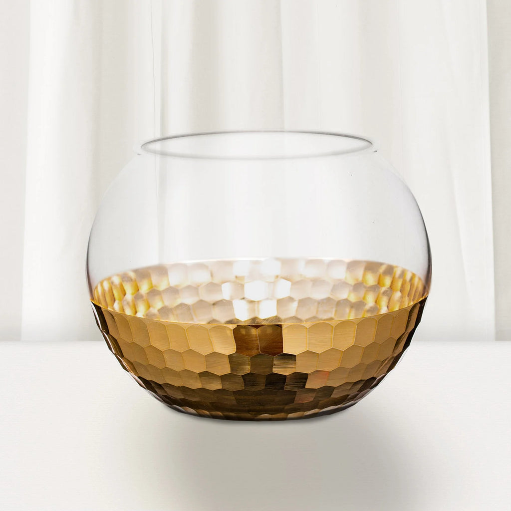 4.5" Gold Glass Candle Holders S7524