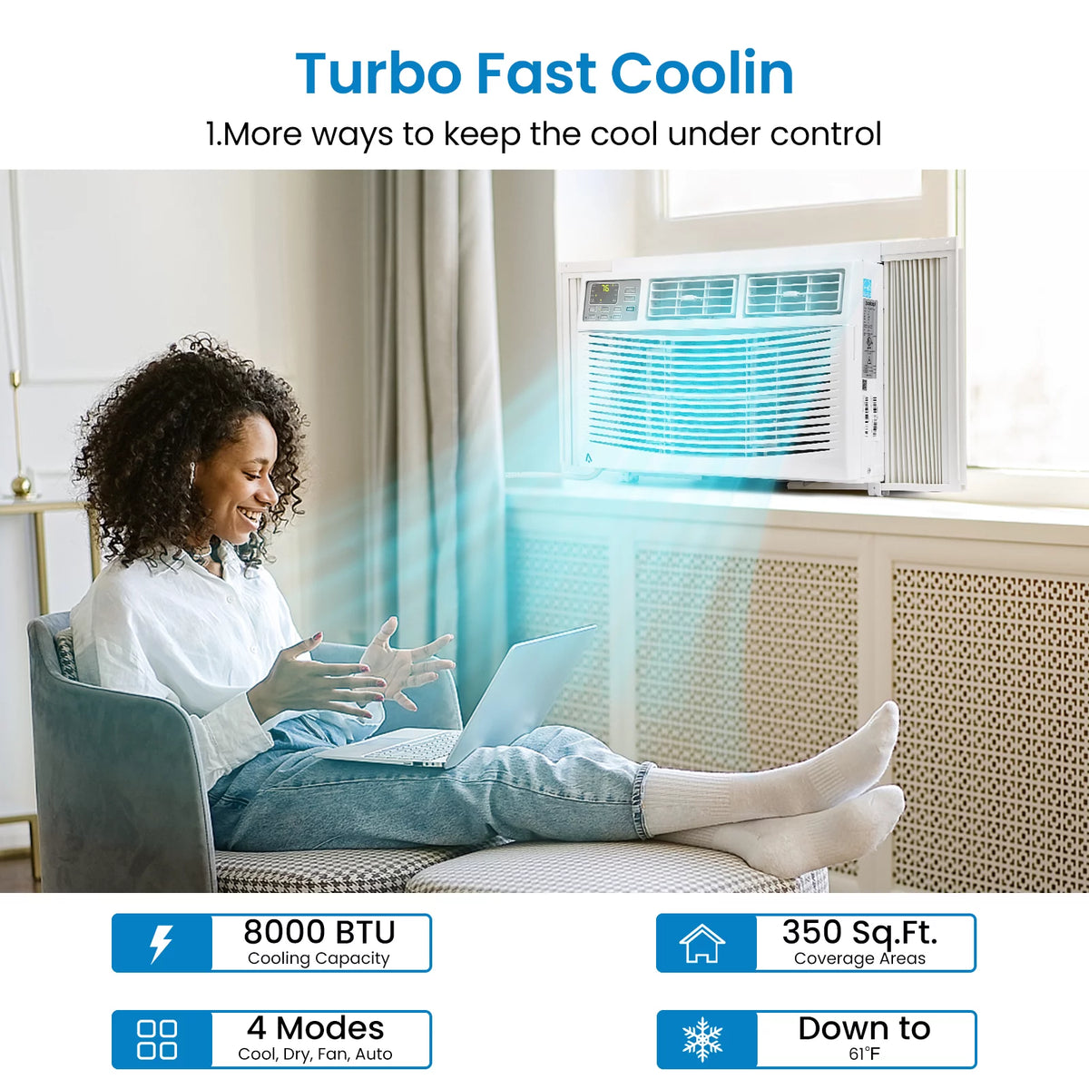 6,000 BTU Window-Mounted Air Conditioner with Remote/APP Control D412403