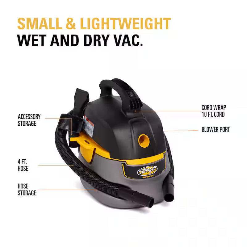 2.5 Gallon Compact Wet/Dry Shop Vacuum with Hose Y9947