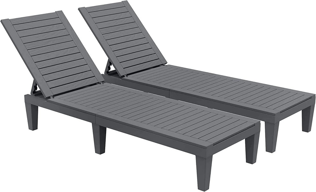 2 Pcs Adjustable Taupe Outdoor Lounge Chairs K547