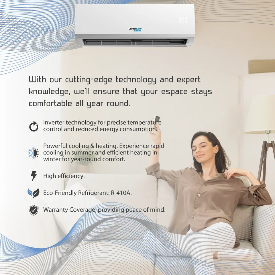 18,000 BTU 17 SEER2 Ductless Mini-Split Air Conditioner Heat Pump 220V D49592