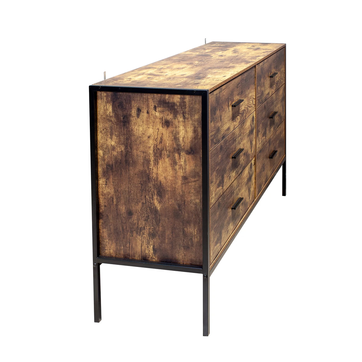 Rustic Brown 6 Drawer Wood Dresser S538
