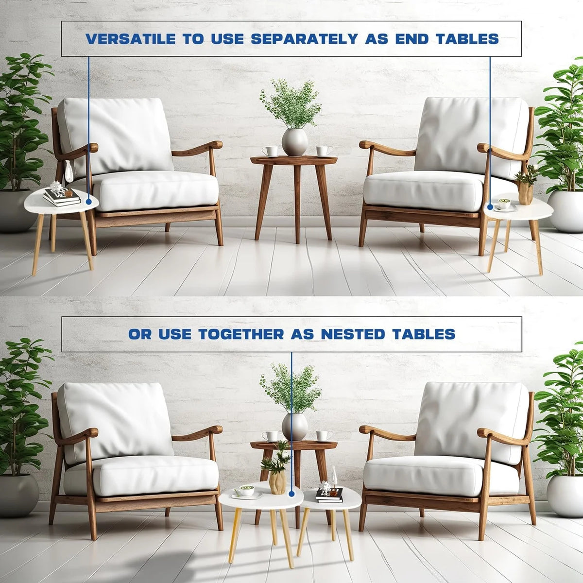 White Set of 2 Side Table G99540