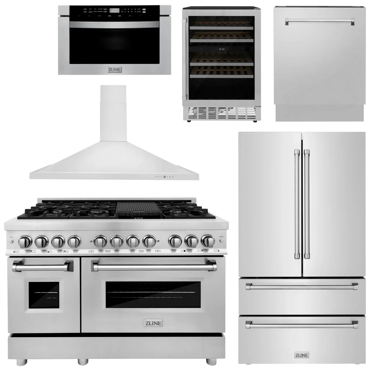 48 Dual Fuel Range, Range Hood, Refrigerator, Microwave Drawer, Dishwasher and Wine Cooler I690